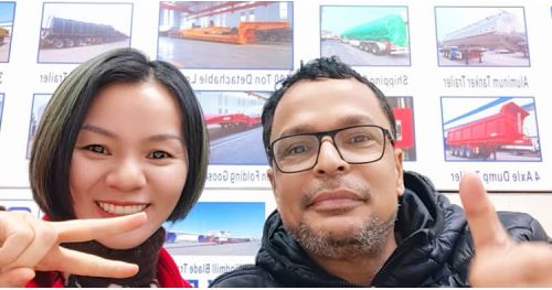 Philippines Customers Visited Tongya and Purchased 3 Axle Semi Low Bed Trailer
