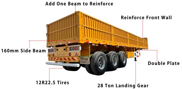 Tri Axle Drop Side Wall Trailer for Sale In Zambia