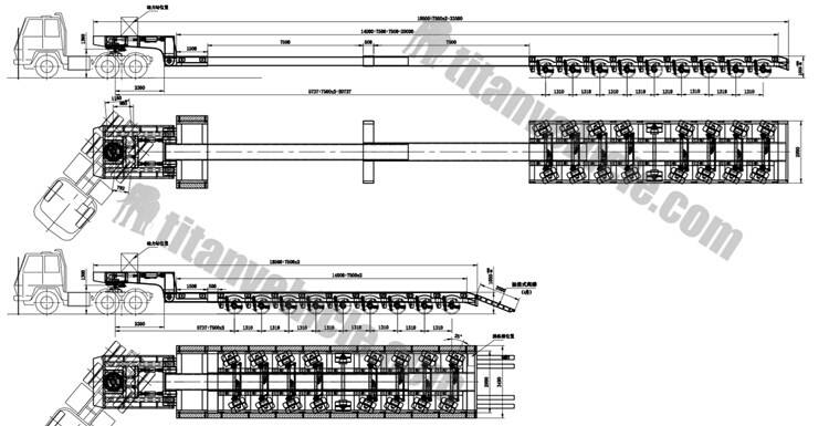 9 Axle Extendable Lowbed Trailer for Sale