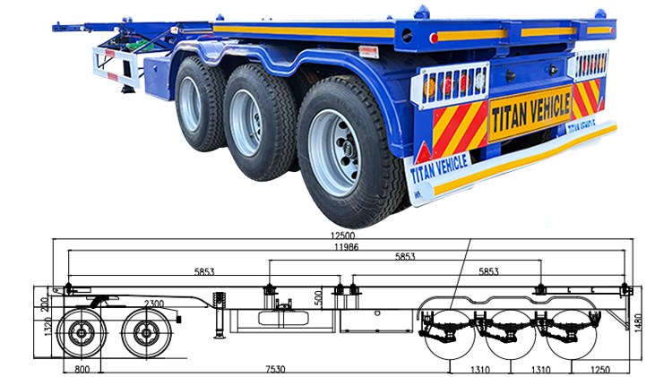Tri Axle Shipping Container Chassis Trailer for Sale in Guam