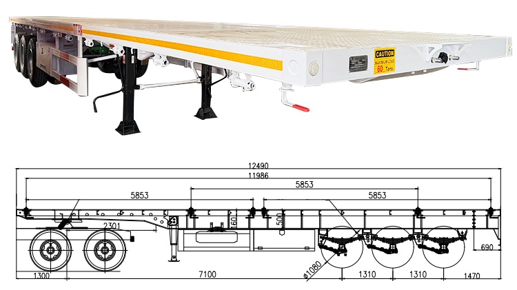Tri Axle 40 Ft Semi Flat Bed Trailer for Sale Near Me in Guyana