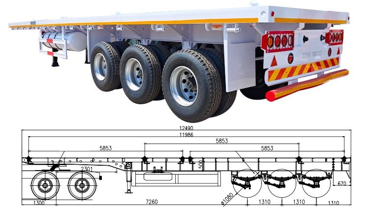 40 Ft Tri Axle New Flatbed Trailer for Sale Near Me in Nigeria