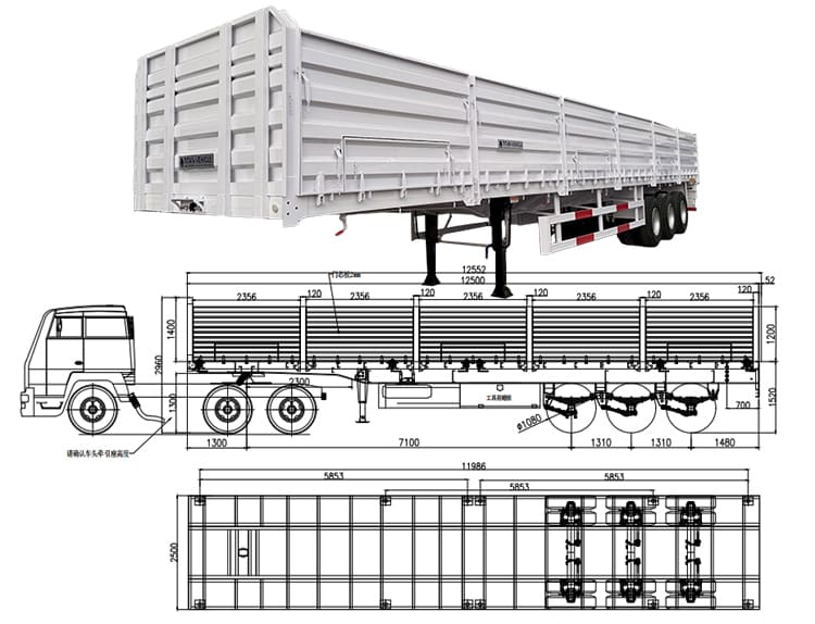 Tri Axle 60 Ton Side Wall Trailer for Sale in Angola 
